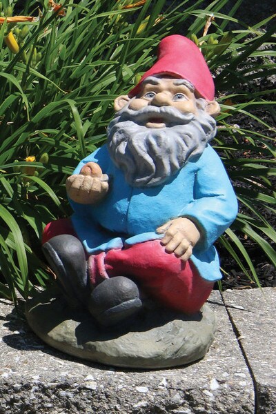 Lazy Daze Garden Gnome with Snail Statue Cement Yard Decoration